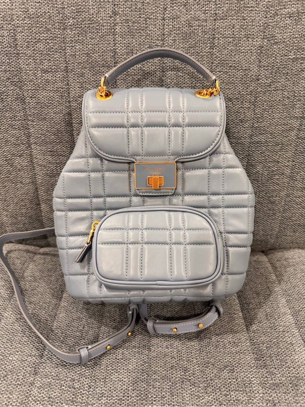 Kate Spade Evelyn Quilted Leather Small Backpack Blue